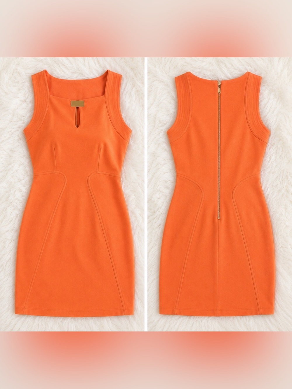 Laundry by Shelli Segal Papaya Coral Sheath Dress Gold Bar Size 4